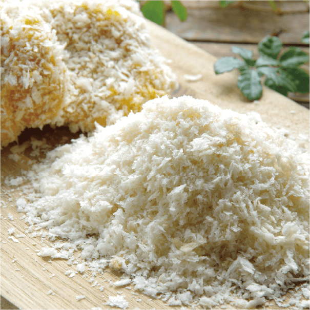 【サクサク食感の秘密】 カツの衣はお肉の部位に合わせてパン粉の種類を変えており